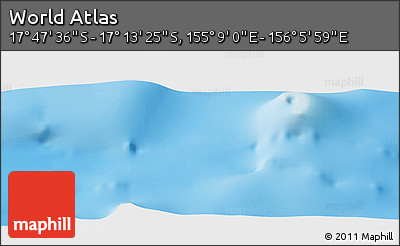 Physical Panoramic Map of the Area around 17° 30' 31" S, 155° 37' 30" E