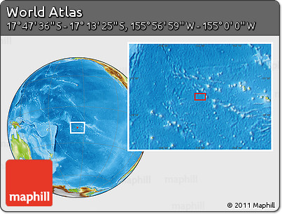 Physical Location Map of the Area around 17° 30' 31" S, 155° 28' 29" W