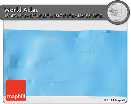 Physical 3D Map of the Area around 17° 30' 31" S, 156° 28' 29" E