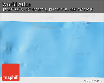 Physical 3D Map of the Area around 17° 30' 31" S, 156° 28' 29" E