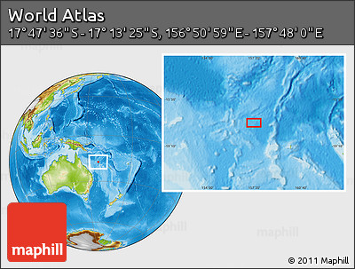 Physical Location Map of the Area around 17° 30' 31" S, 157° 19' 29" E