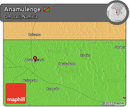 Political 3D Map of Anamulenge