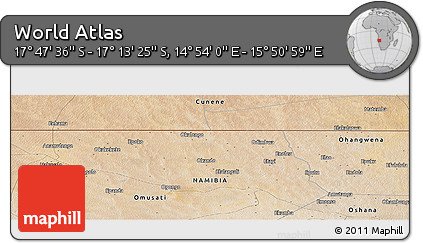 Satellite Panoramic Map of the Area around 17° 30' 31" S, 15° 22' 30" E