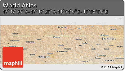 Satellite Panoramic Map of the Area around 17° 30' 31" S, 15° 22' 30" E
