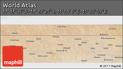 Satellite Panoramic Map of the Area around 17° 30' 31" S, 15° 22' 30" E