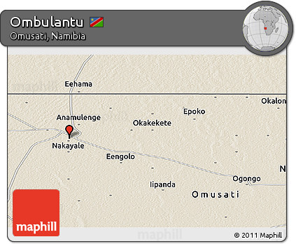 Shaded Relief Panoramic Map of Ombulantu