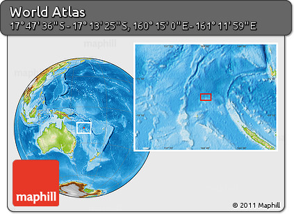 Physical Location Map of the Area around 17° 30' 31" S, 160° 43' 29" E
