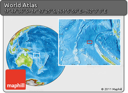Physical Location Map of the Area around 17° 30' 31" S, 161° 34' 29" E
