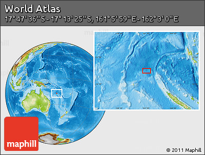 Physical Location Map of the Area around 17° 30' 31" S, 161° 34' 29" E