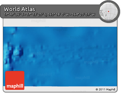 Physical 3D Map of the Area around 17° 30' 31" S, 164° 49' 29" W
