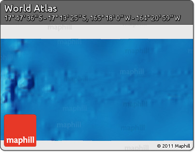Physical 3D Map of the Area around 17° 30' 31" S, 164° 49' 29" W