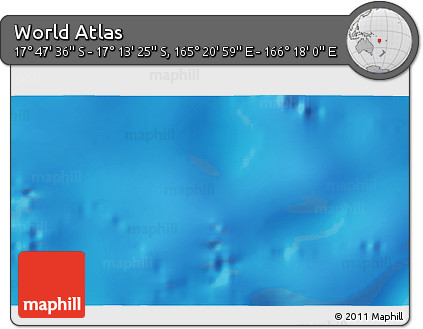 Physical 3D Map of the Area around 17° 30' 31" S, 165° 49' 29" E