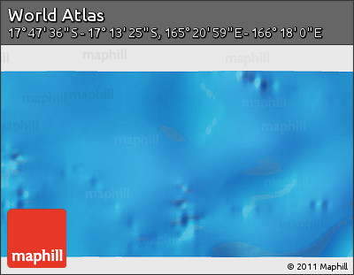Physical 3D Map of the Area around 17° 30' 31" S, 165° 49' 29" E