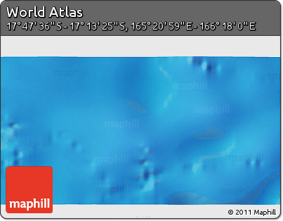 Physical 3D Map of the Area around 17° 30' 31" S, 165° 49' 29" E