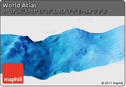 Physical Panoramic Map of the Area around 17° 30' 31" S, 167° 31' 30" E