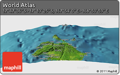 Satellite Panoramic Map of the Area around 17° 30' 31" S, 168° 22' 30" E