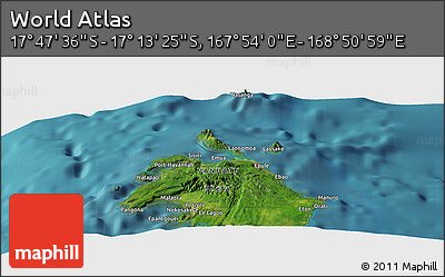 Satellite Panoramic Map of the Area around 17° 30' 31" S, 168° 22' 30" E
