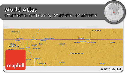 Physical Panoramic Map of the Area around 17° 30' 31" S, 16° 13' 30" E