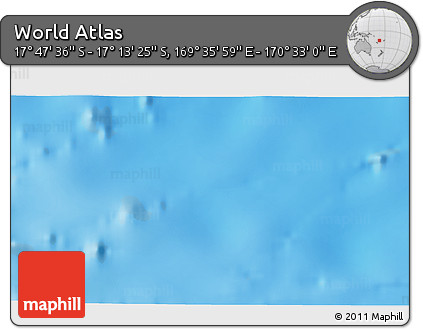 Physical 3D Map of the Area around 17° 30' 31" S, 170° 4' 29" E