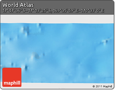Physical 3D Map of the Area around 17° 30' 31" S, 170° 4' 29" E