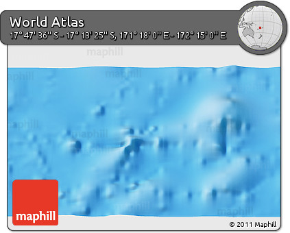 Physical 3D Map of the Area around 17° 30' 31" S, 171° 46' 30" E
