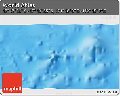 Physical 3D Map of the Area around 17° 30' 31" S, 171° 46' 30" E