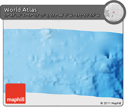 Physical 3D Map of the Area around 17° 30' 31" S, 173° 19' 29" W