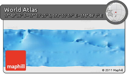 Physical Panoramic Map of the Area around 17° 30' 31" S, 174° 19' 29" E