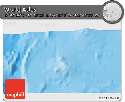 Shaded Relief 3D Map of the Area around 17° 30' 31" S, 174° 10' 30" W