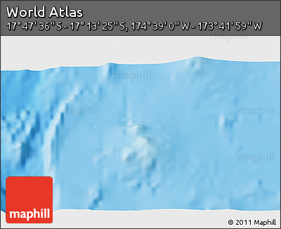 Shaded Relief 3D Map of the Area around 17° 30' 31" S, 174° 10' 30" W