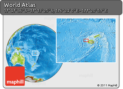 Physical Location Map of the Area around 17° 30' 31" S, 176° 52' 30" E