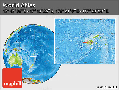 Physical Location Map of the Area around 17° 30' 31" S, 176° 52' 30" E