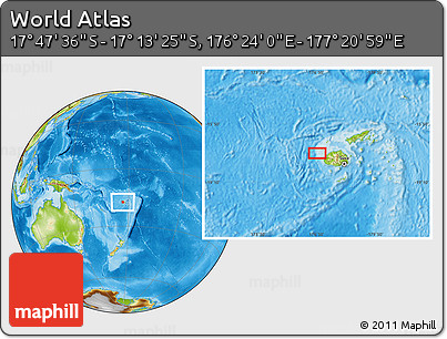 Physical Location Map of the Area around 17° 30' 31" S, 176° 52' 30" E