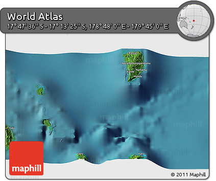 Satellite 3D Map of the Area around 17° 30' 31" S, 179° 16' 30" E