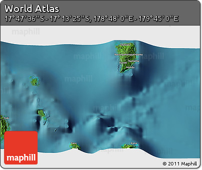 Satellite 3D Map of the Area around 17° 30' 31" S, 179° 16' 30" E