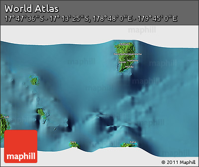 Satellite 3D Map of the Area around 17° 30' 31" S, 179° 16' 30" E