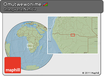 Savanna Style Location Map of Omutwewonime, hill shading