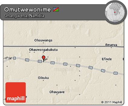 Shaded Relief Map of Omutwewonime