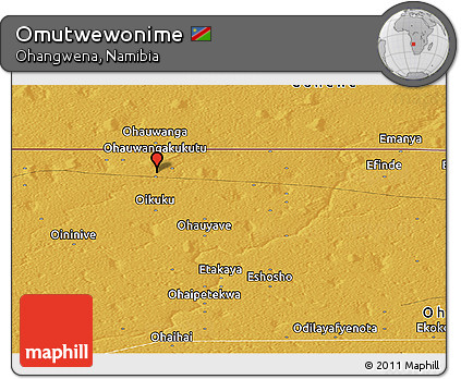 Physical Panoramic Map of Omutwewonime