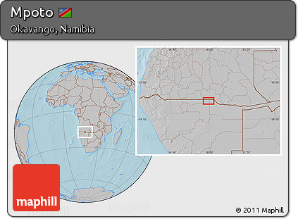 Gray Location Map of Mpoto, hill shading