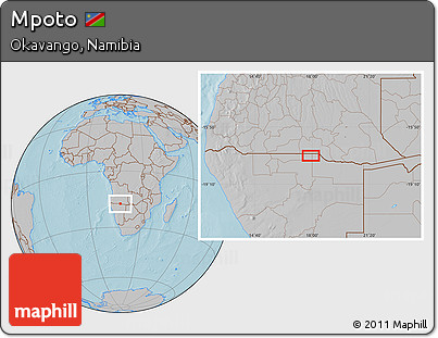 Gray Location Map of Mpoto, hill shading