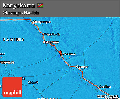 Political 3D Map of Kanyekama