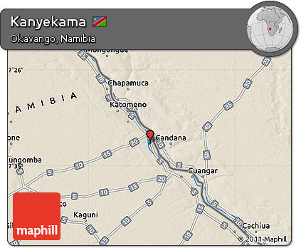 Shaded Relief Map of Kanyekama