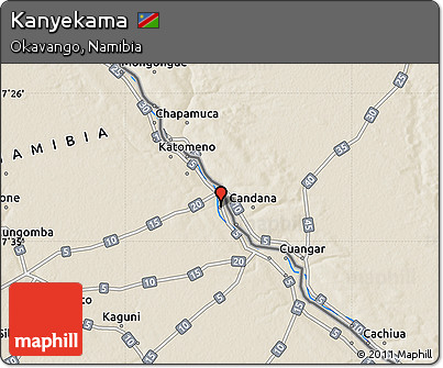 Shaded Relief Map of Kanyekama