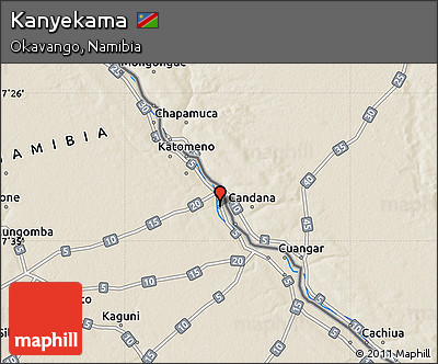Shaded Relief Map of Kanyekama