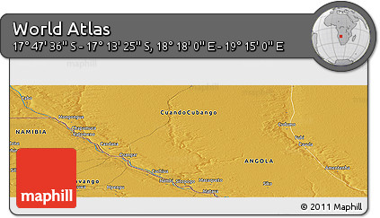 Physical Panoramic Map of the Area around 17° 30' 31" S, 18° 46' 29" E