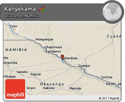Shaded Relief Panoramic Map of Kanyekama