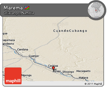 Shaded Relief Panoramic Map of Marema