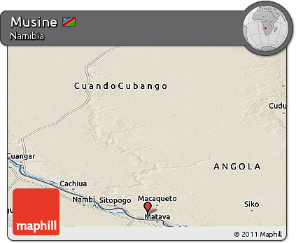 Shaded Relief Panoramic Map of Musine