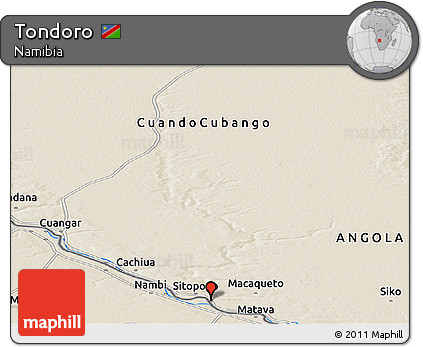 Shaded Relief Panoramic Map of Tondoro